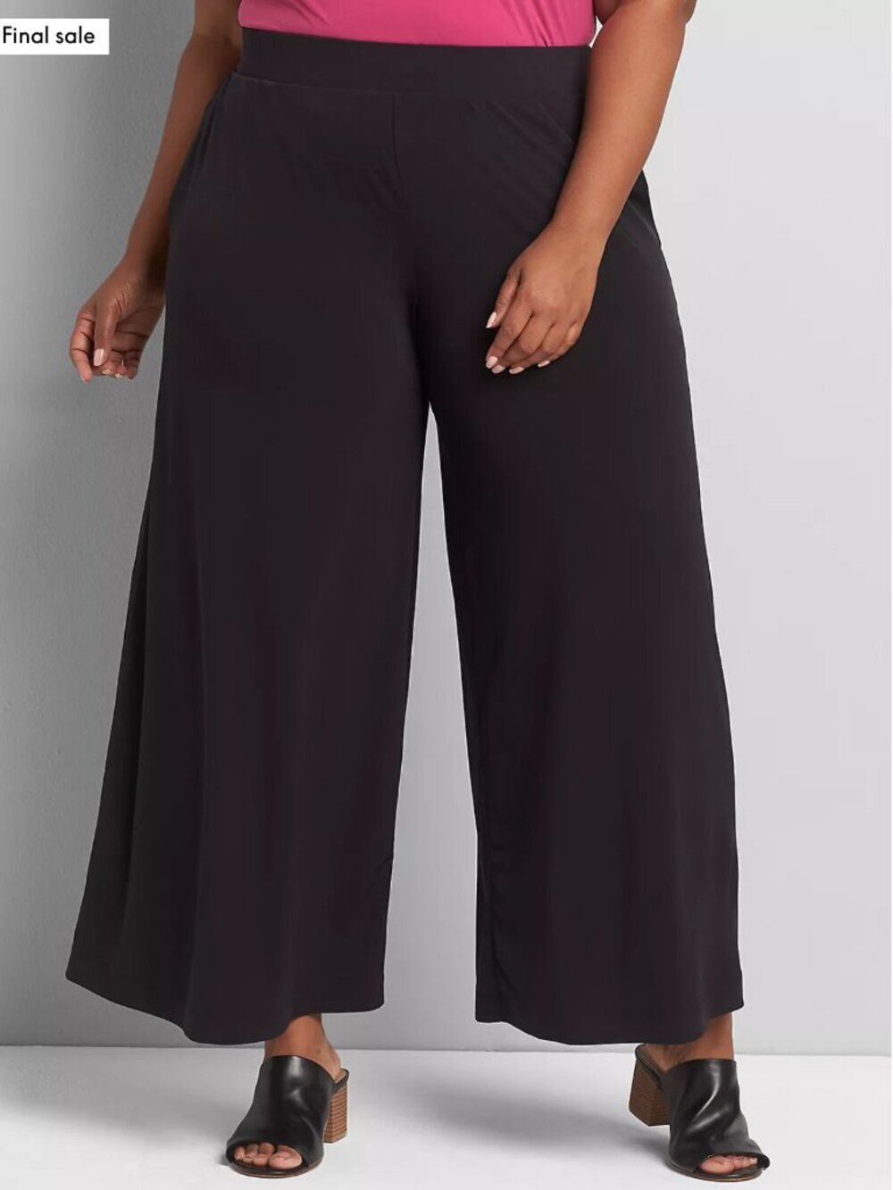 Lane Bryant Knit Kit Pull-On Wide Leg Pant Black Size 18/20 NWT Stretchy